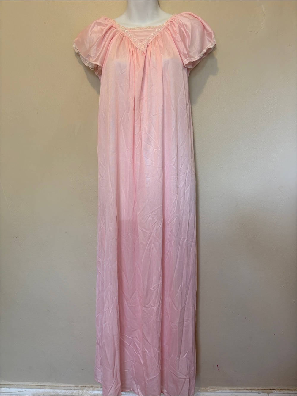 Classic Pink Nightgown with Lace Trim - Women Intimates